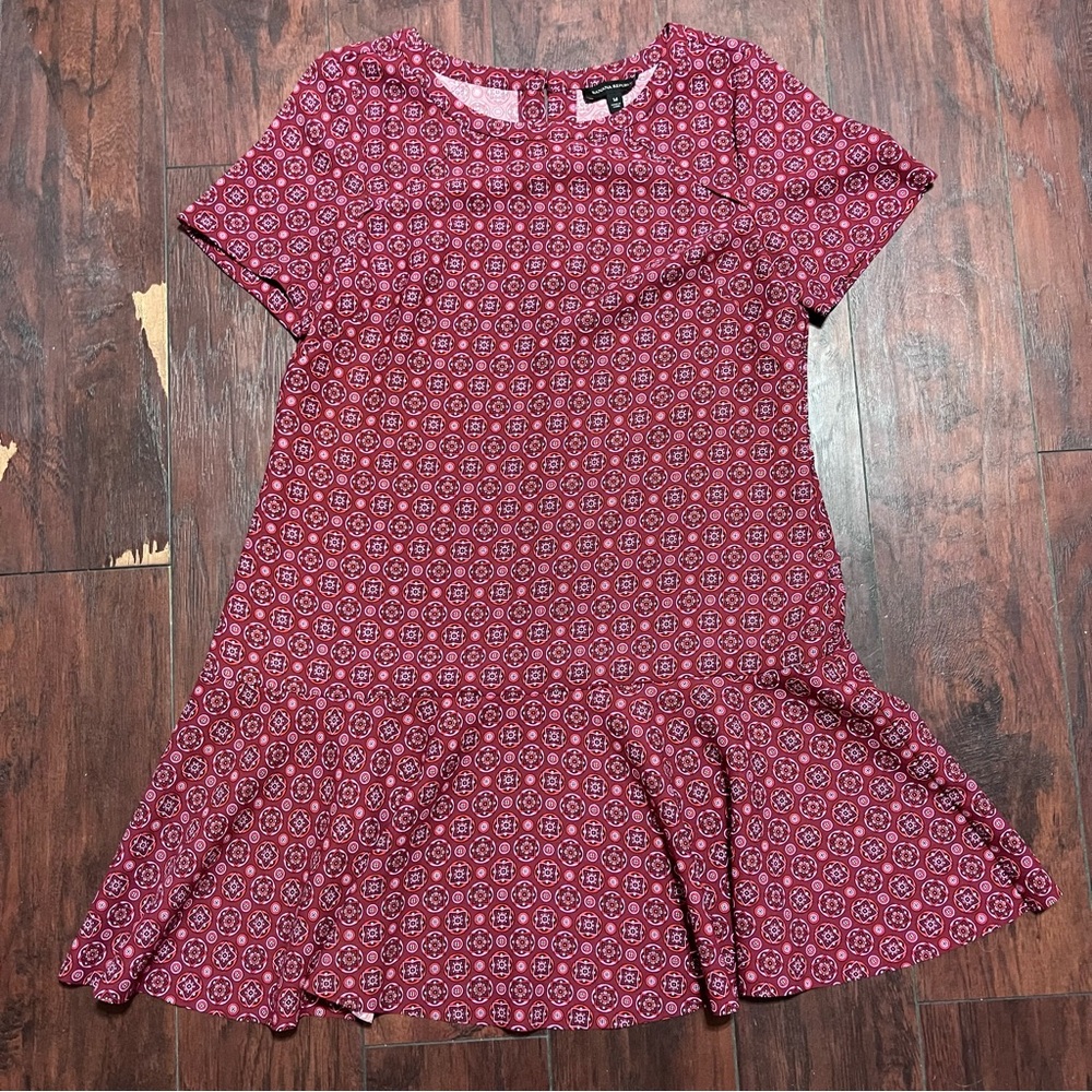Banana Republic Drop Waist Dress Size 14 Red Pattern